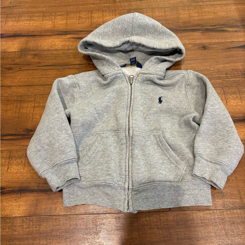 Polo Ralph Lauren Gray Zip Up Hooded Jacket Cotton Toddler Size 3T